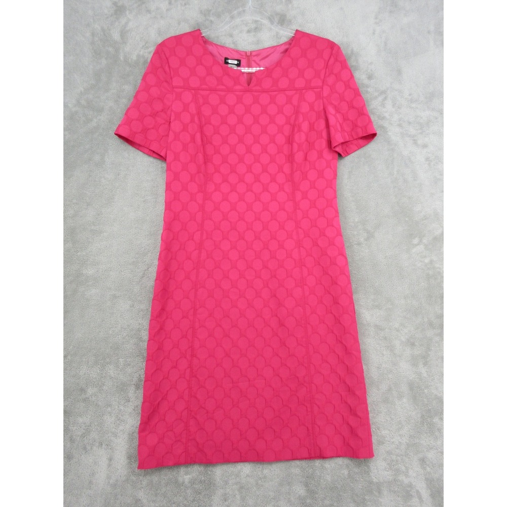 Gerry Weber Dress Womens Size 6 Textured Polka Dot Sheath Office Career Zip Pink